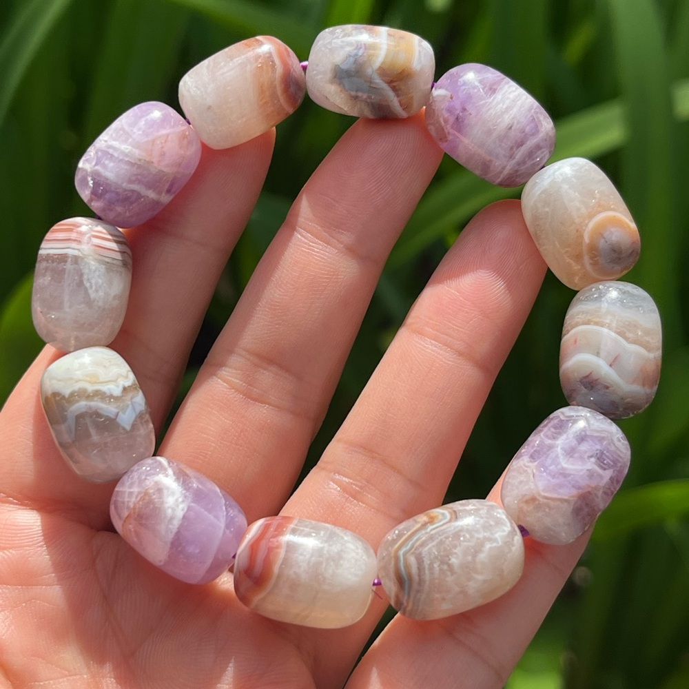 13mm stretchable barrel‎ shape aurora agate bracelet 0110